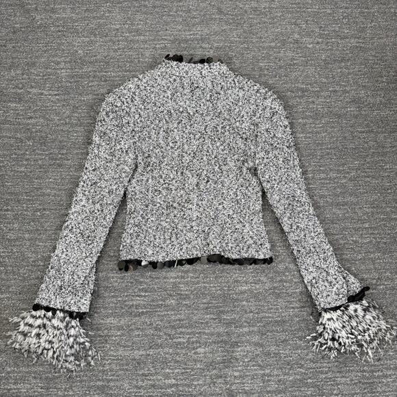 St. John Jacket Women 2 Gray Feathers Bazer Beaded Preppy Business Elegant USA - Picture 2 of 11